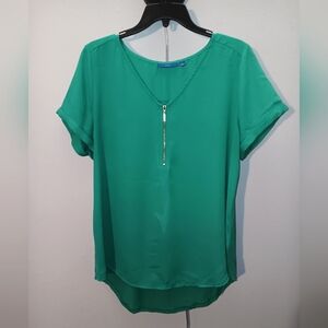 (AS IS) Apt 9 - Women's Top Blouse,Short Sleeve, Green Seafoam color, size Large